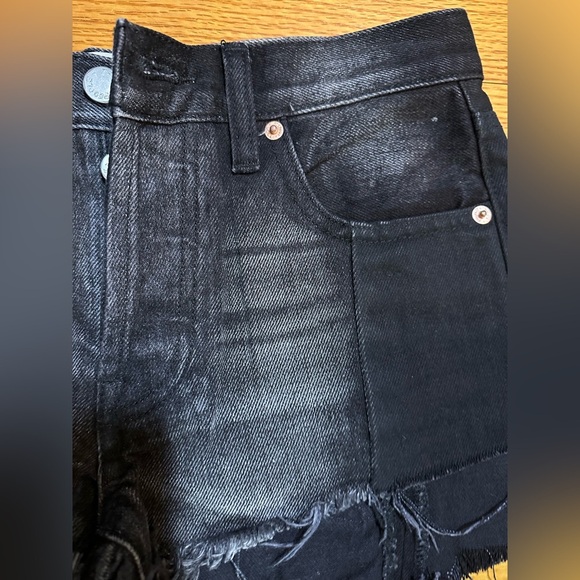 Free People We the Free Black Jean Shorts Cutoffs Shorts 24(b3 - Picture 4 of 12